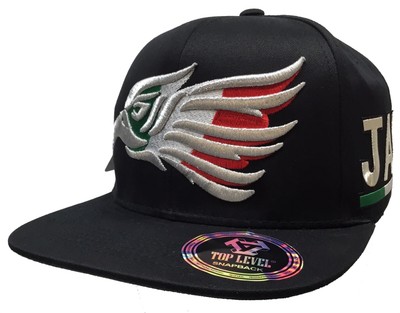 JAL} LOGO FEDERAL ALL SILVER 2 LOGOS HAT RED BLACK TRUCKER JALISCO