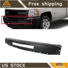Black Front Bumper Impact Face Bar With Holes For Chevy Silverado 1500 2007-2013