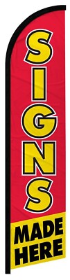 Signs Made Here Red Windless Banner Advertising Marketing Flag Premium 100D