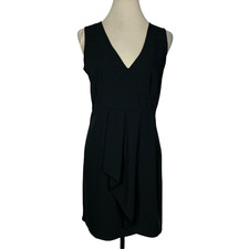 Gap Women Dress Pleated Front Sleeveless V Neck Black Size 6