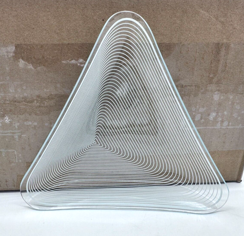 Lote 3 De Colección Alemania Mediados de Siglo MCM Lausitzer Triangular Cristal Op Art Plato de Vidrio - Imagen 13 de 13