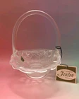 Vintage Fenton Satin Glass Water Lily Basket With Tag And Sticker 7.5" Tall