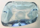 Vtg Anchor Hocking Art Glass Ashtray Atomic Blue Iridescent Mid-Century Art Deco
