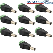 (10-pack) Male DC Power Adapter Jack 5.5 x 2.1 mm for CCTV