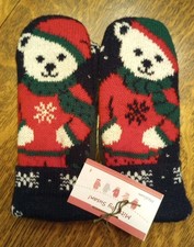 Sweater Mittens Handmade USA, Acrylic, Lined With New Fleece. Ladies M Warm 