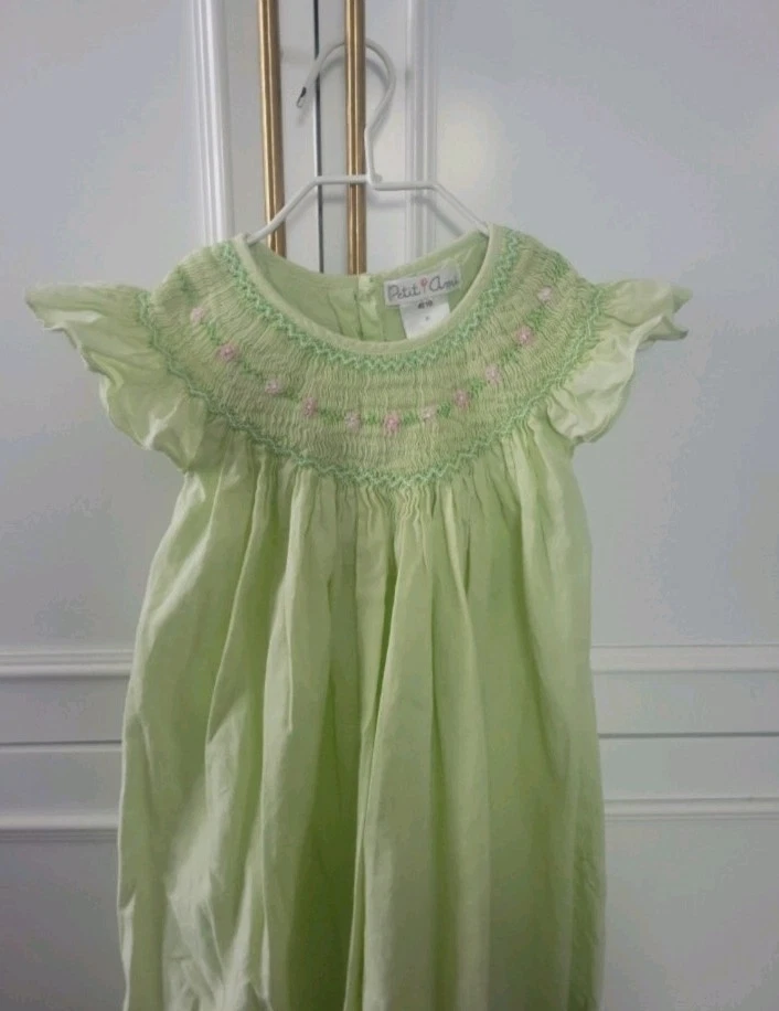 Vestido Petit Ami Vintage Verde Niñas Talla 3T Foto 2 de 4