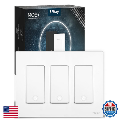 MOES Zigbee 3-Way 3 Gang Smart Light Switch Single Pole Hub Required