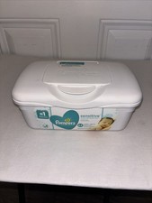 Pampers Sensitive Baby Wipes Plastic Pop Up Refillable Container 64 Count EMPTY