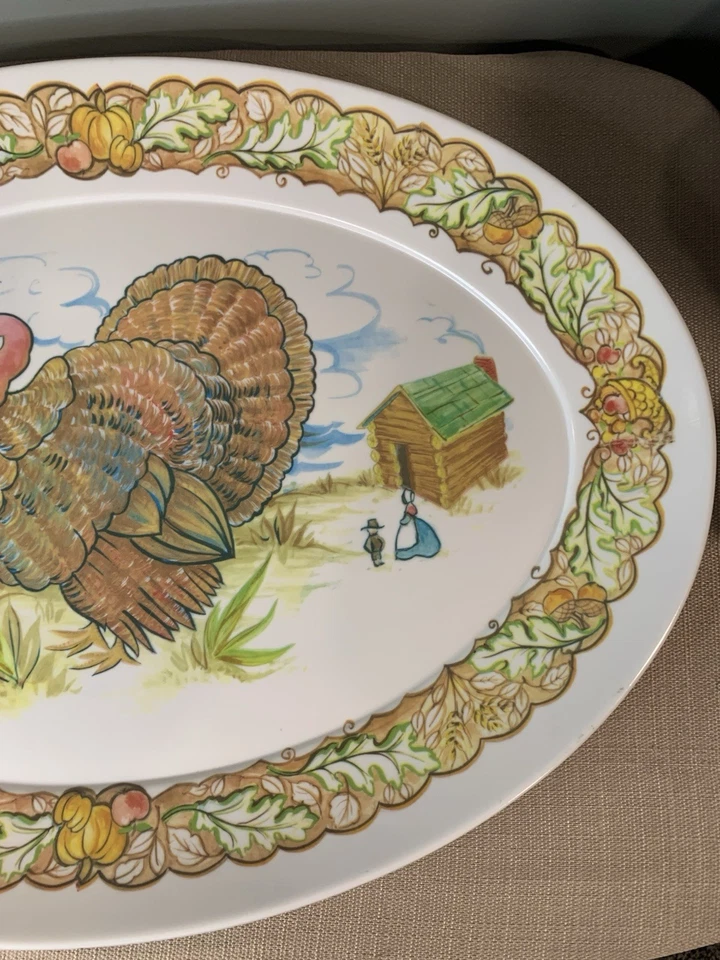 Plato de pavo melamina Brookpark #1521 vintage plato de acción de gracias otoño Foto 4 de 4