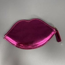 Lulu Guinness Pink Metallic Lip Zip Coin Purse