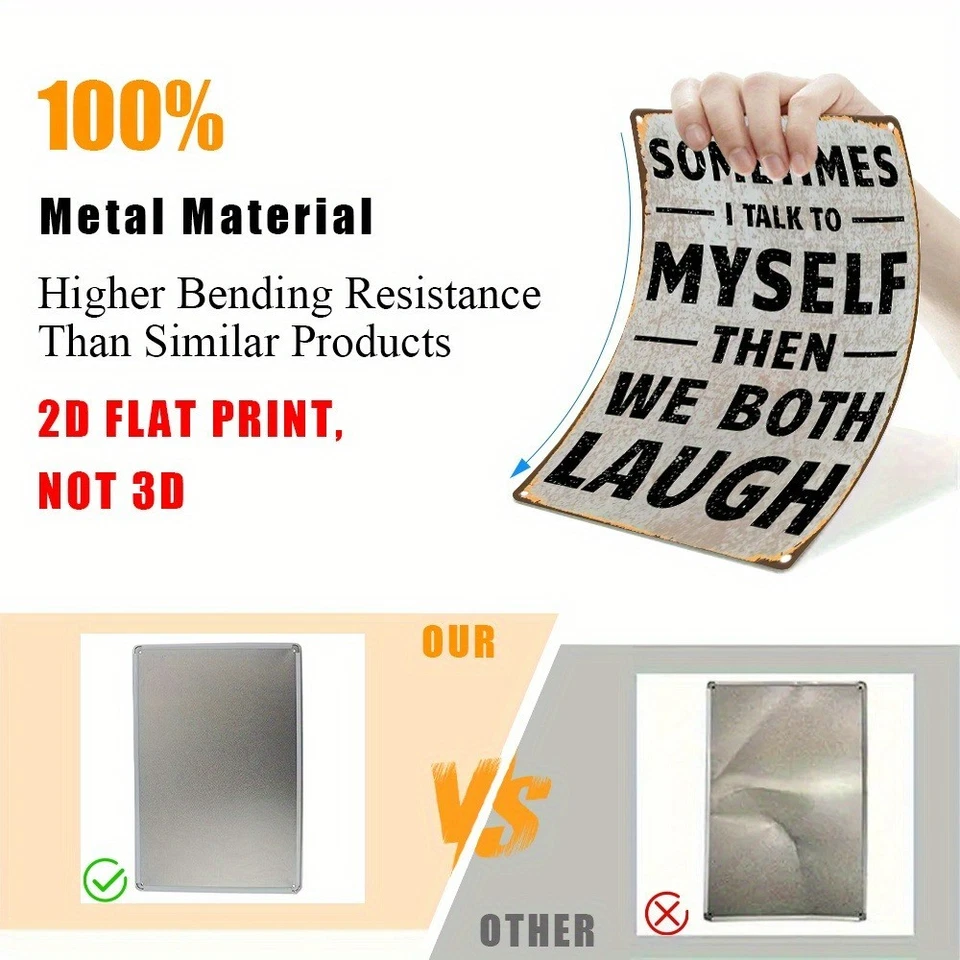 Vintage Metal Tin Sign Wall Decor Garage Bar I Talk To Myself Then We Both Laugh - Image 4 of 4