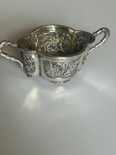Beautiful Chinese Export Small Sterling Silver Repoussé Bowl Late Qing dynasty