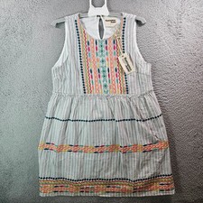 NEW Savanna Jane Dress Large Geometric Embroidered Lined Pullover Boho