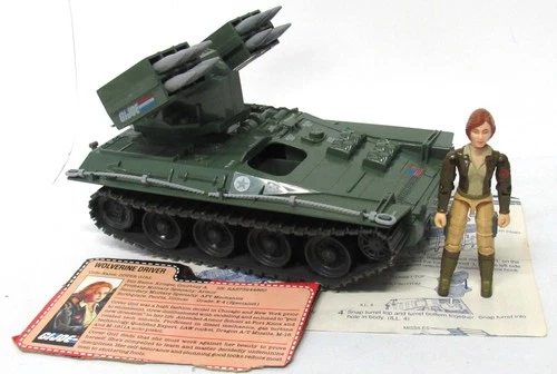 *READ* GI Joe Wolverine Missile Tank W/ Cover Girl Blueprint FileCard Broken Tow