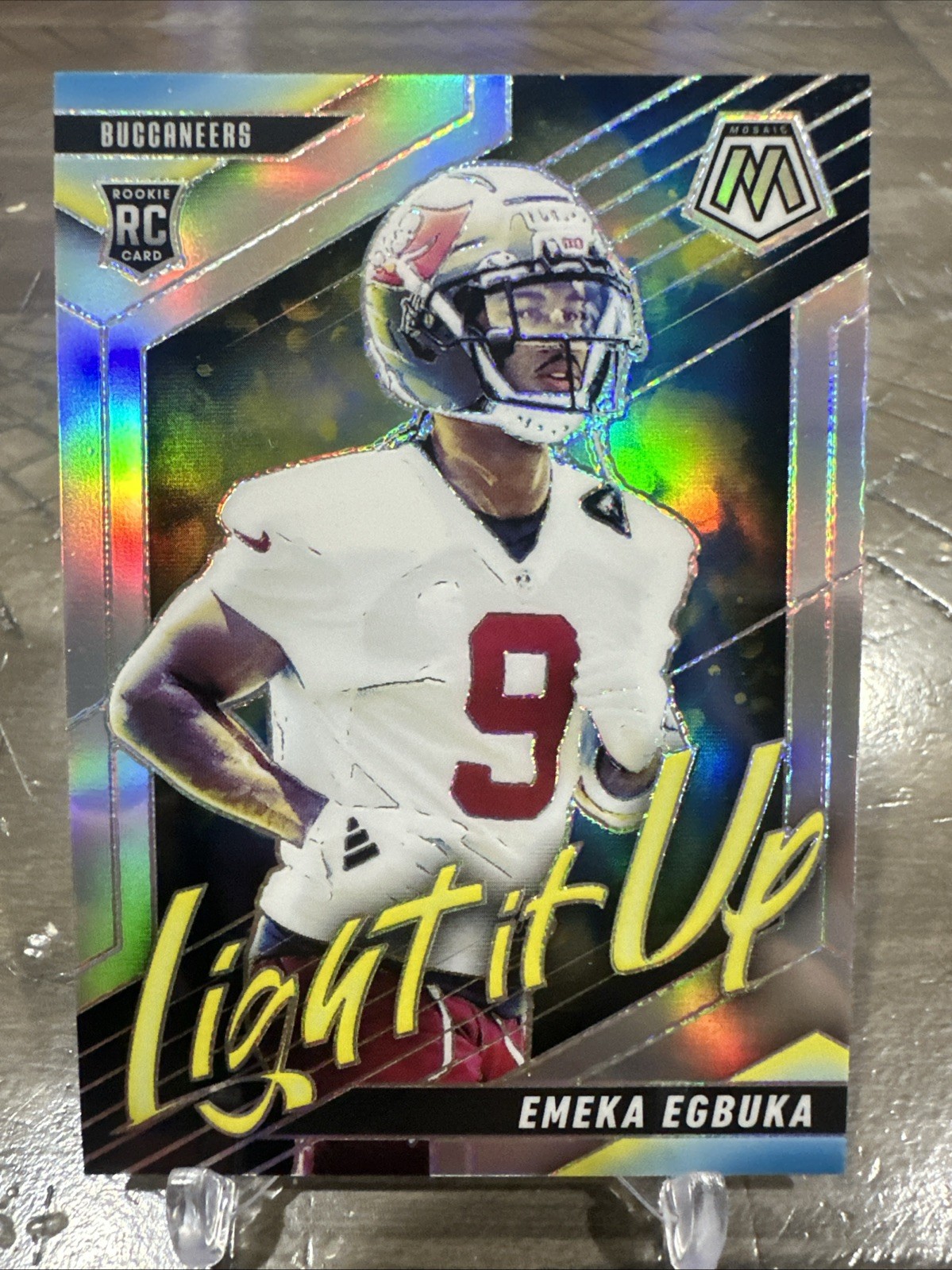 2025 Panini Mosaic Light It Up Silver Mosaic Prizm #3 Emeka Egbuka Rookie RC