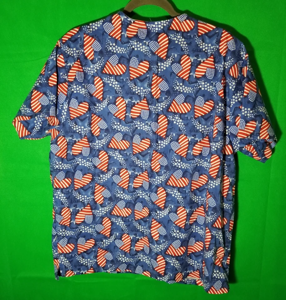 Персики униформа США флаги сердца скраб средний Америка передние карманы медсестра - Изображение 2 из 4