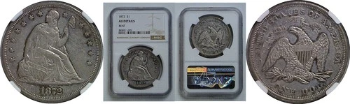1872 $1 Seated Liberty Dollar NGC AU Details