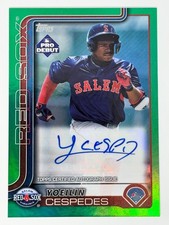 Yoeilin Cespedes Salem Red Sox GREEN /99 AUTO 2025 Topps Pro Debut #PD-28