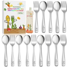 14-Piece Toddler Flatware, Kids Utensils Stainless Steel Cutlery Set, Childre...