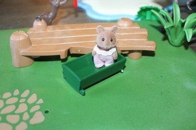 sylvanian families vintage Oakwood Squirrel standing  Baby and cradle EUC