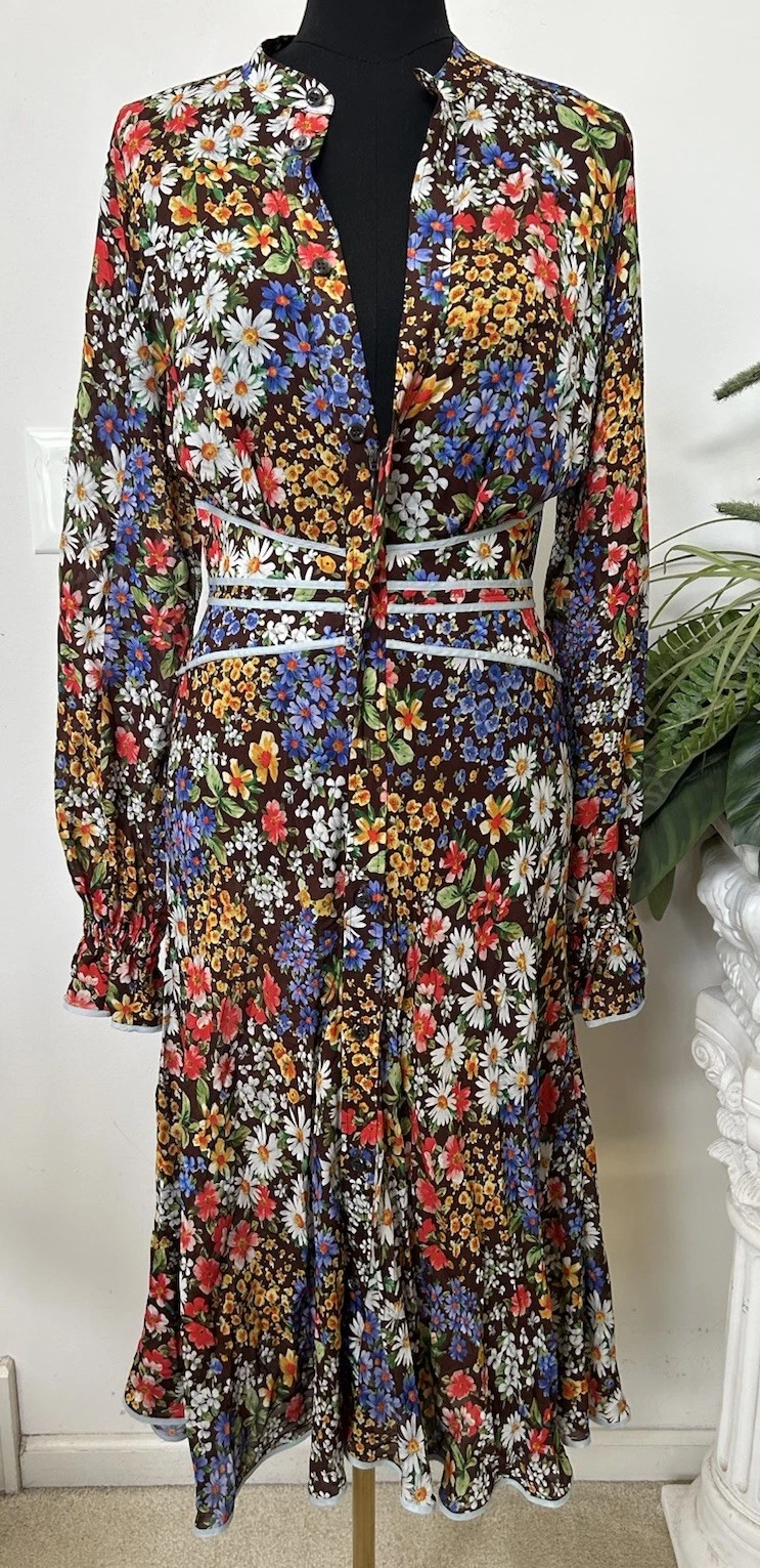Dsquared2 Women's Prairie Multi Color Floral Print Dress Bloomcore US 6 IT 42