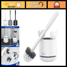 Toilet Bowl Brush with Holder - Sturdy Long Handle, White Cleaning Tool, 1 Pack