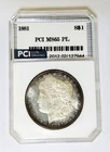1881-P Rare  MS 65  PL Proof-like Rainbow Toned Reverse Morgan Dollar PCI