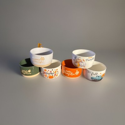 Fall Pumpkin Ramekins Halloween Deco Set of 6 Oven Microwave Dishwasher Safe