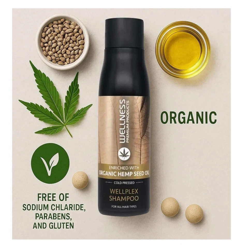 Wellness Wellplex Hemp Repair Shampoo, 500ml – Vegan, Hydrating & Restorative - Image 3 of 4
