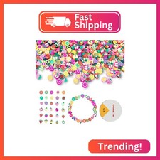 NUOBISHI 500 Pcs Fruit Polymer Clay Beads Charms for Crafts with Elastic String