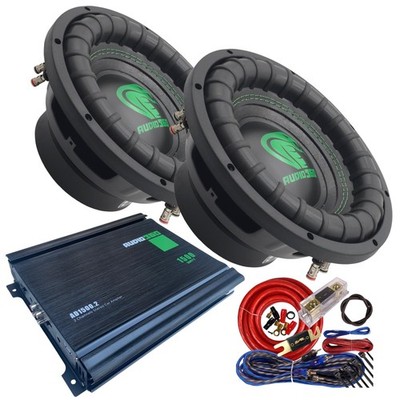 2x Audio360  10'' 1500W  Subwoofers + 1500W Car  Amplifier + Amp Kit