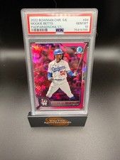 Marketplace image: 2022 Bowman Chrome Sapphire Mookie Betts Padparadscha 1/1 Dodgers PSA 10