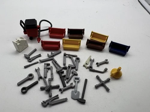 Vintage PLAYMOBIL Toolbox Carrier With Tools Construction Work Play Pretend Lot