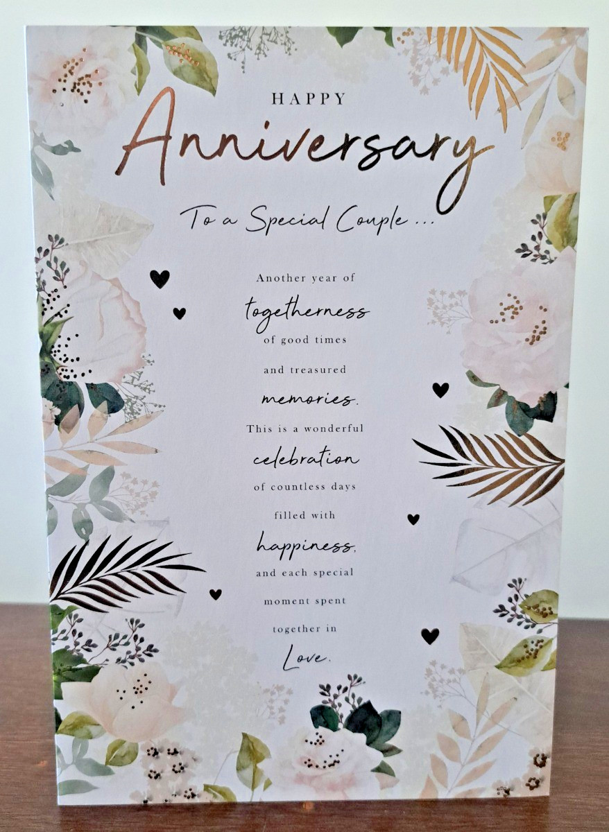 Anniversary Card For Special Couple. Sentimental Verse. 23x15cm