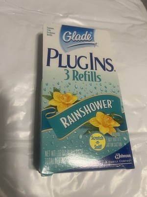 2002 Glade Plugins Scented Air Freshener Gel Refills **RAINSHOWER** 3 Count
