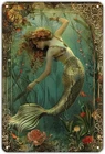 Vintage Mermaid Ocean Metal Sign Wall Decor for Home and Garden 8 x 12 In