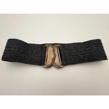 Betsey Johnson BBP1540 Black Woven Stretch Waist Belt M/L