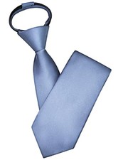 Branduce 3.15"  8cm  Mens Solid Satin Tie Pre-tied Adjustable Zipper Dusty Blue
