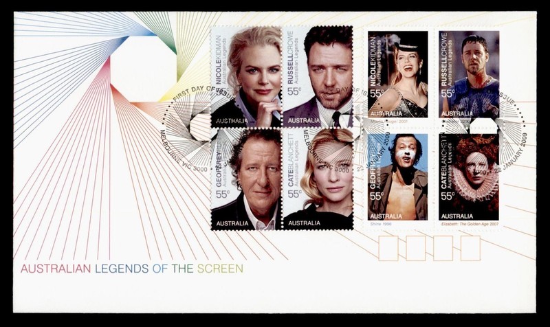 DR WHO 2009 AUSTRALIA FDC MOVIE STAR LEGENDS BLOCK R80015