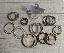 Lot of Large Hoop Earrings for Pierced Ears 12 Pairs Gold Silver Platted