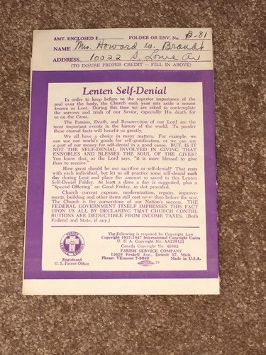 VINTAGE 1948 LENTEN SELF-DENIAL FOLDER DREXEL PARK PRESBYTERIAN CHURCH - Picture 5 of 9