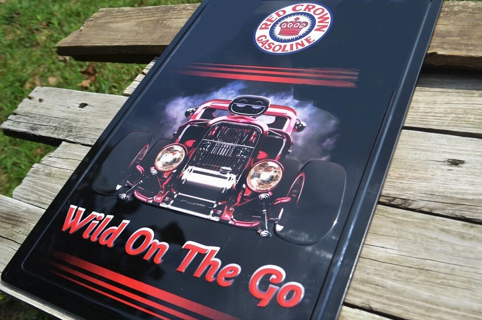 Red Crown Gasoline Embossed Tin Metal Sign - Standard Oil Co. Inc. - Nebraska - Image 4 of 4