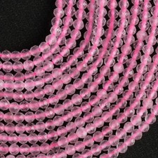 Natural Rose Quartz Gemstone Micro Faceted Cut Round Loose Beads String 15.5"