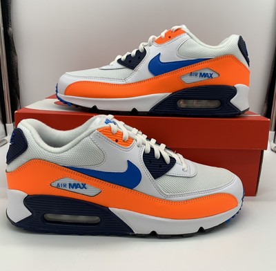 Nike Air Max 90 Essential White Blue Orange AJ1285-104 Running Shoes Men's NEW 