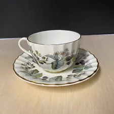 Royal Worcester LAVINIA Teacup And Saucer Bone China Gold Rim