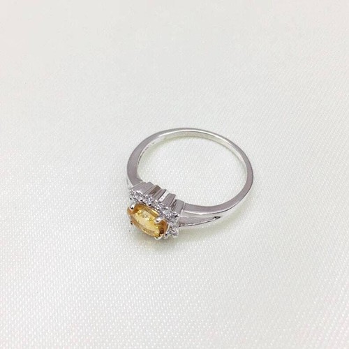 1.80 Ct Natural Citrine & White Topaz Prong Ring 925 Sterling Silver - Picture 2 of 5