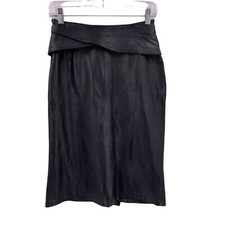 Vintage 90's Y2K Italian Black Leather High Waist Belted Skirt Size 42