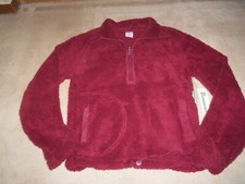 NEW, Women's No Boundaries Half Zip Plush Pullover Burgundy Size X-SMALL 0-2
