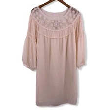 Forever 21 Dress Medium Cream Crochet Long Sleeve Boho