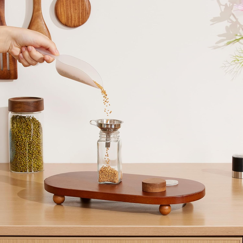 14Pcs Glass Spice Jars with Labels- 4OZ Wood Lid Square Spice Containers with...